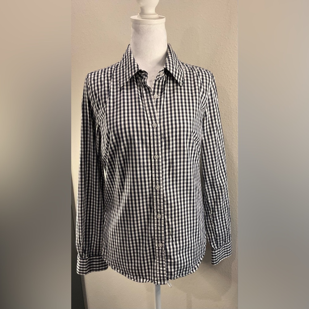 British Khaki Black and White Gingham Woman’s Blouse